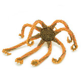 Beaded Octopus Ornament - Cantaloupe Orange, Fair Trade Handmade in Guatemala