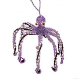 Beaded Octopus Ornament - Violet, Fair Trade Handmade in Guatemala