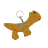 Cute Yellow Felt Dinosaur Keychain / Ornament, Handmade Fair Trade Needle Felted from Nepal 