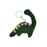 Felt Brontosaurus Keychain / Ornament, Handmade Fair Trade Needle Felted from Nepal
