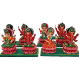Lakshmi & Ganesh Sitting Figure - Handmade Fair Trade Folk Art from India