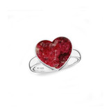 Thulite Heart Ring - Sterling Silver, Made in Jaipur, India