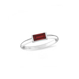 Natural Garnet Cut Horizontal Ring - Sterling Silver, Made in Jaipur, India