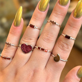 Natural Garnet Cut Tri-Baguette Horizontal - Sterling Silver Ring, Made in Jaipur, India