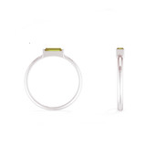 Natural Peridot Gemstone Horizontal Ring - Sterling Silver, Made in Jaipur, India