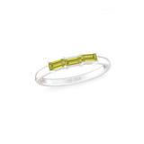 Natural Peridot Gemstone Horizontal Ring - Sterling Silver, Made in Jaipur, India