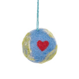 Felt Love the Earth Hanging Ornament / Decoration , Handmade Fair Trade from Nepal