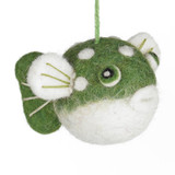 Felt Green Puffer Fish Ornament / Decoration , Handmade Fair Trade from Nepal
