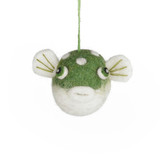 Felt Green Puffer Fish Ornament / Decoration , Handmade Fair Trade from Nepal
