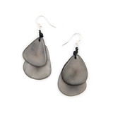 Tagua Nut Classic Overlapping Ovals Earrings - Charcoal Gray Handmade Fair Trade from Ecuador
