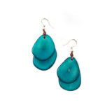 Tagua Nut Classic Overlapping Ovals Earrings - Turquoise, Handmade Fair Trade from Ecuador