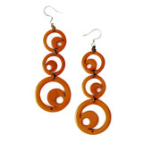 Tagua Nut Circle in Circle Earrings - Rusty Orange, Handmade Fair Trade from Ecuador