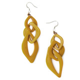Long Organic Shape Tagua Nut Earrings - Mustard Yellow, Handmade Fair Trade from Ecuador 