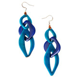 Long Organic Shape Tagua Nut Earrings - Blues, Handmade Fair Trade from Ecuador