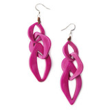 Long Organic Shape Tagua Nut Earrings - Deep Magenta, Handmade Fair Trade from Ecuador