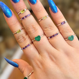 Delicate Malachite Heart Ring - Sterling Silver, Made in Jaipur, India