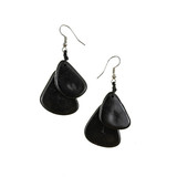 Tagua Nut Classic Overlapping Ovals Earrings - Black, Handmade Fair Trade from Ecuador
