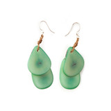 Tagua Nut Classic Overlapping Ovals Earrings - Mint Green, Handmade Fair Trade from Ecuador 
