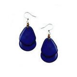 Tagua Nut Classic Overlapping Ovals Earrings - Cobalt Blue, Handmade Fair Trade from Ecuador 
