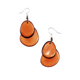 Tagua Nut Classic Overlapping Ovals Earrings - Rusty Orange, Handmade Fair Trade from Ecuador