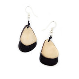 Tagua Nut Classic Overlapping Ovals Earrings - Ivory & Black, Handmade Fair Trade from Ecuador 