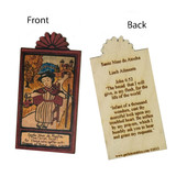 Santo Niño De Atocha Pocket Size Retablo, Patron for Travelers, Prisoners, and Illnesses of the Legs and Arms, by artist Lynn Garlick