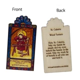 St. Caletric of Chartres Pocket Size Retablo, Patron Saint of the Diocese of Chartres, Saint Bernard, Saint Fulbert and Wood Turners, by artist Lynn Garlick