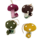 Sage Green Felt Mushroom Ornament / Decoration, Handmade Fair Trade from Nepal 