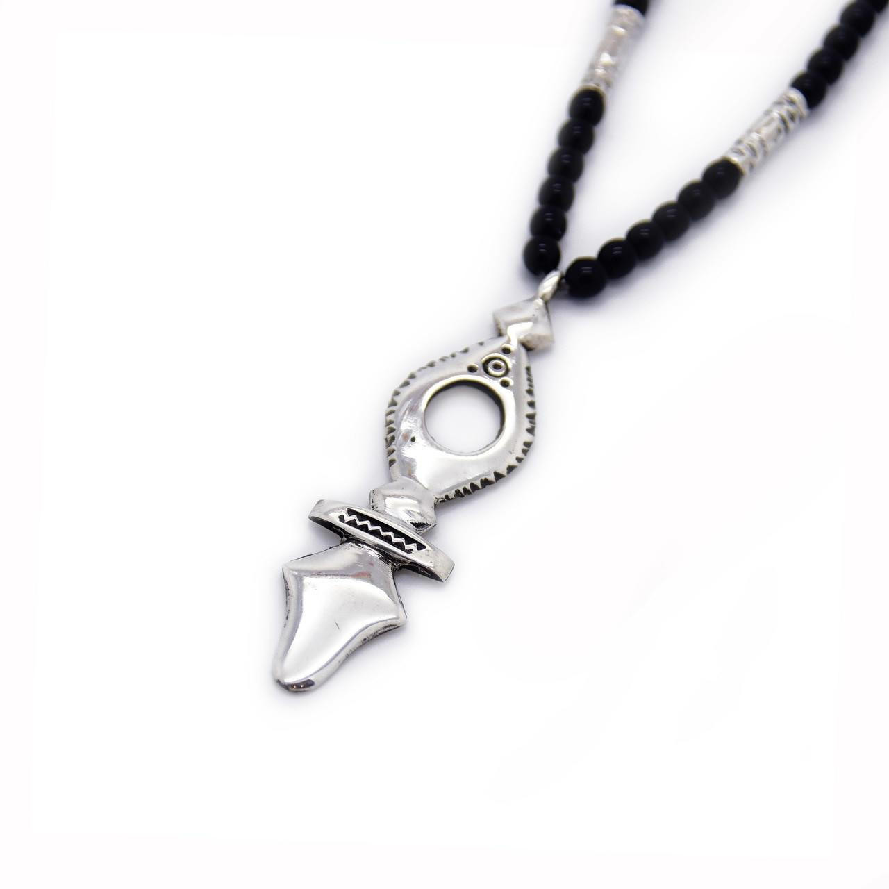 Tuareg Zinder Cross Necklace, Fine Silver by Elhadji Koumama