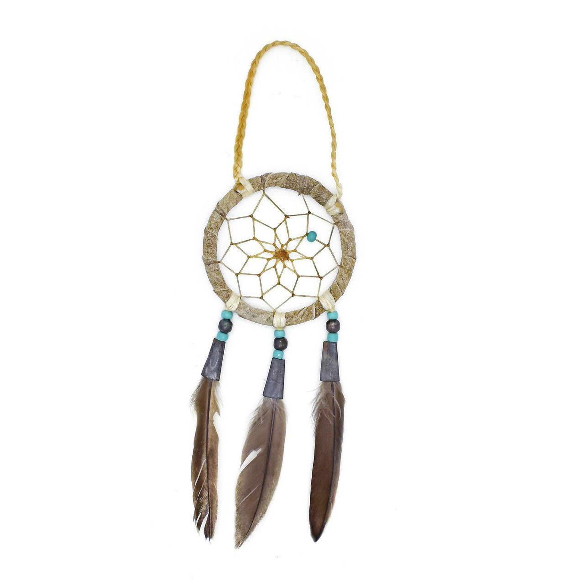 Turquoise 4" Traditional Native American Navajo Handmade Hanging Dreamcatcher 