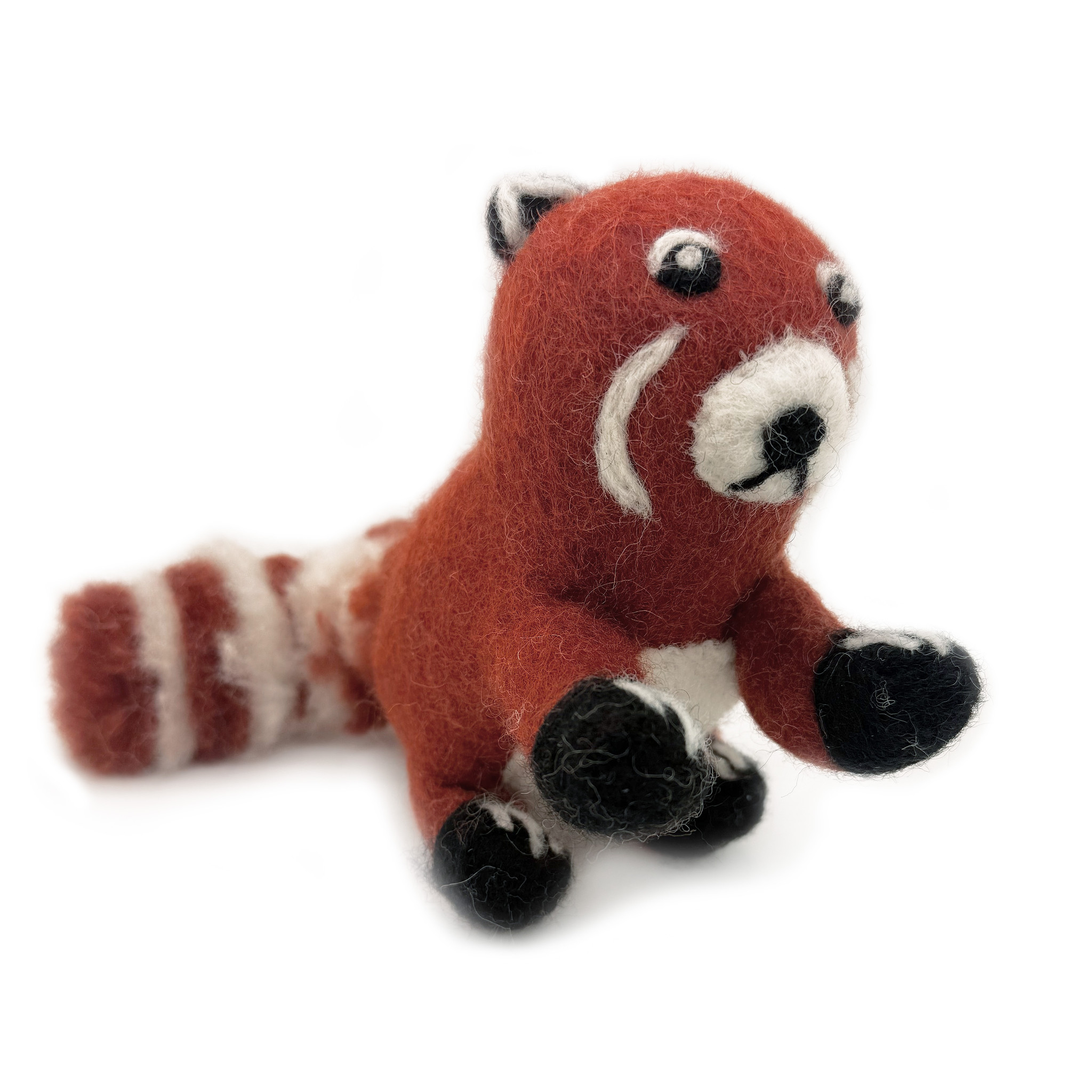 Red Stuffie Handmade Felt Red Panda Stuffie Toy, Fair Trade Needle Felted from Nepal
