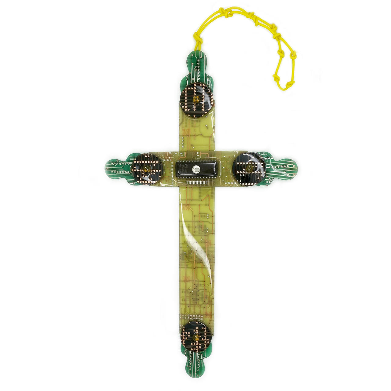 Large Circuit Board Rosary Cross by Marion Martinez