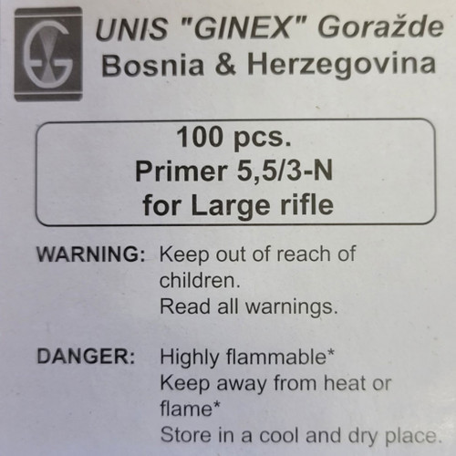 Large Rifle Unis Ginex Primers - Only Available With Purchase of Brass Casings