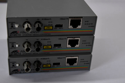 Allied Telesis AT-MC13 Ethernet Media Converter LOT OF 3 (12V Power Supply Not Included)