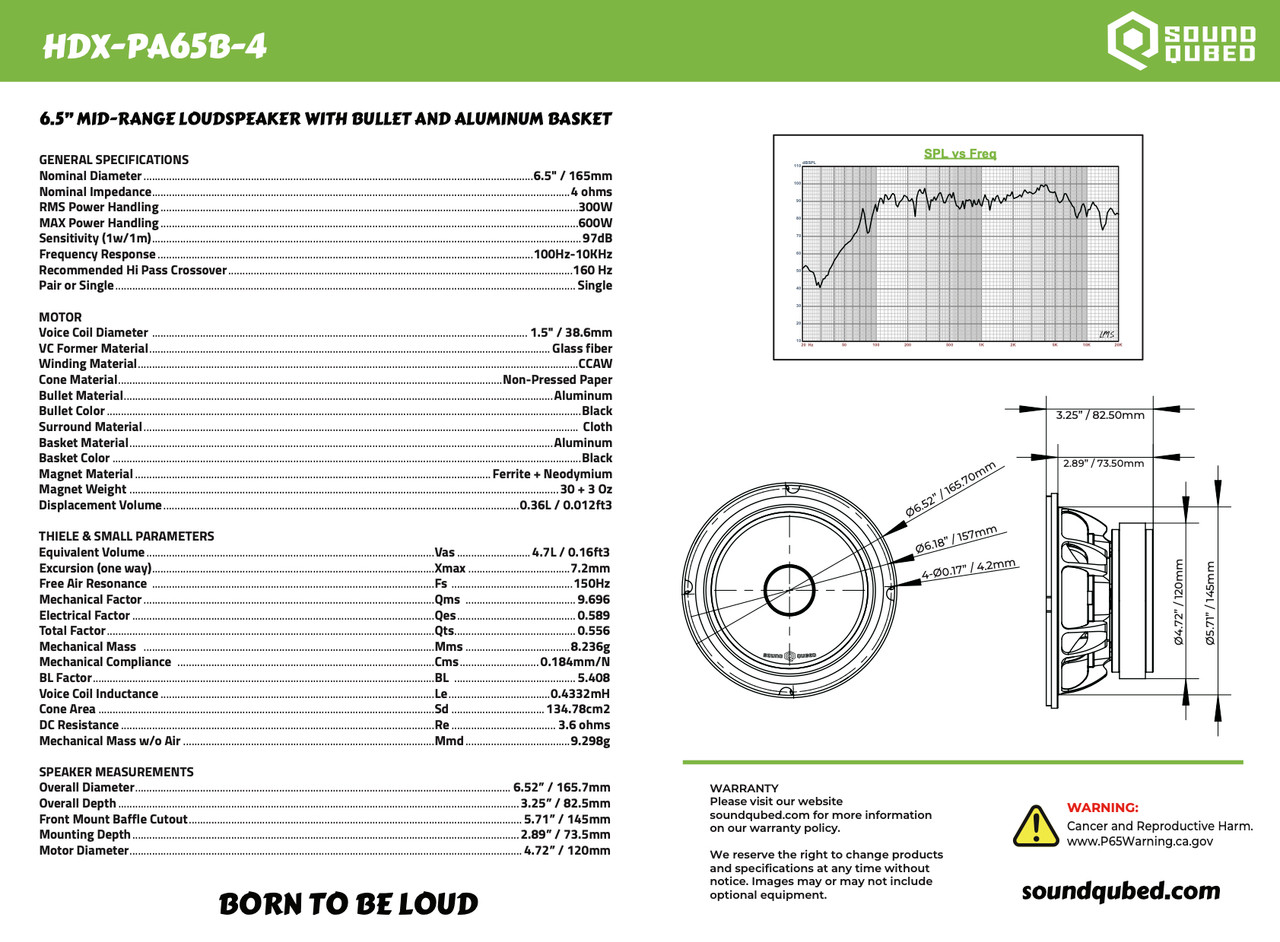 Soundqubed HDX Series Pro Audio Bullet 6.5