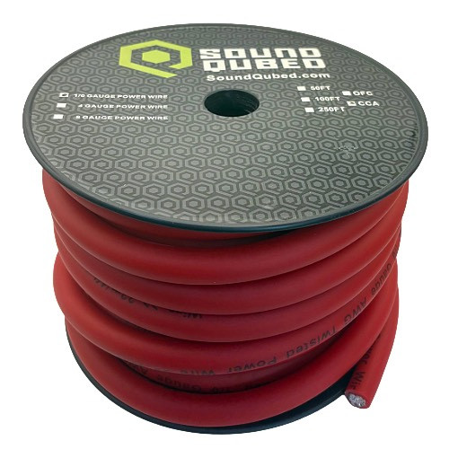 SoundQubed 1/0 Gauge CCA (Copper Clad Aluminum) Power Wire RED 50 Ft ...
