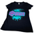 Womens Soundqubed V-neck Shirt Black With Teal and Pink Logo