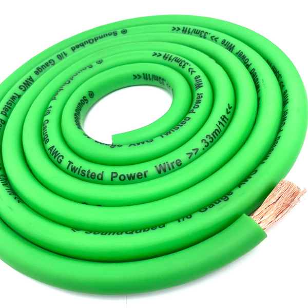 Soundqubed 1/0 gauge CCA Power Wire Green -by the foot-