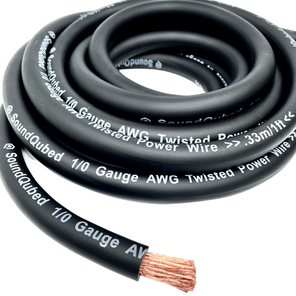 Soundqubed 1/0 gauge CCA Power Wire Black -by the foot-
