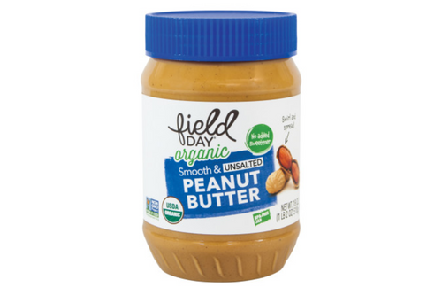 Field Day Organic Peanut Butter Smooth Unsalted - 18 oz