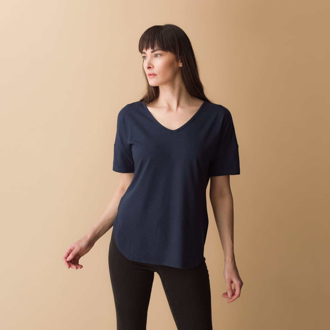 TAKEYAL Maglietta Donna A Maniche Corte Con Scollo A V E Tasca, Orlo Curvo, Vestibilità Oversize, Morbida E Leggera, Per Estate, Tempo Libero, Casual, Taglie Comode