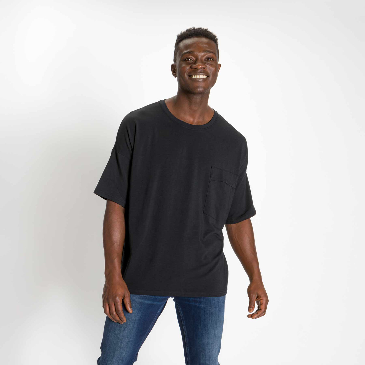 Men's Oversized Crew Cotton T-Shirt | Boxy Fit + Pocket