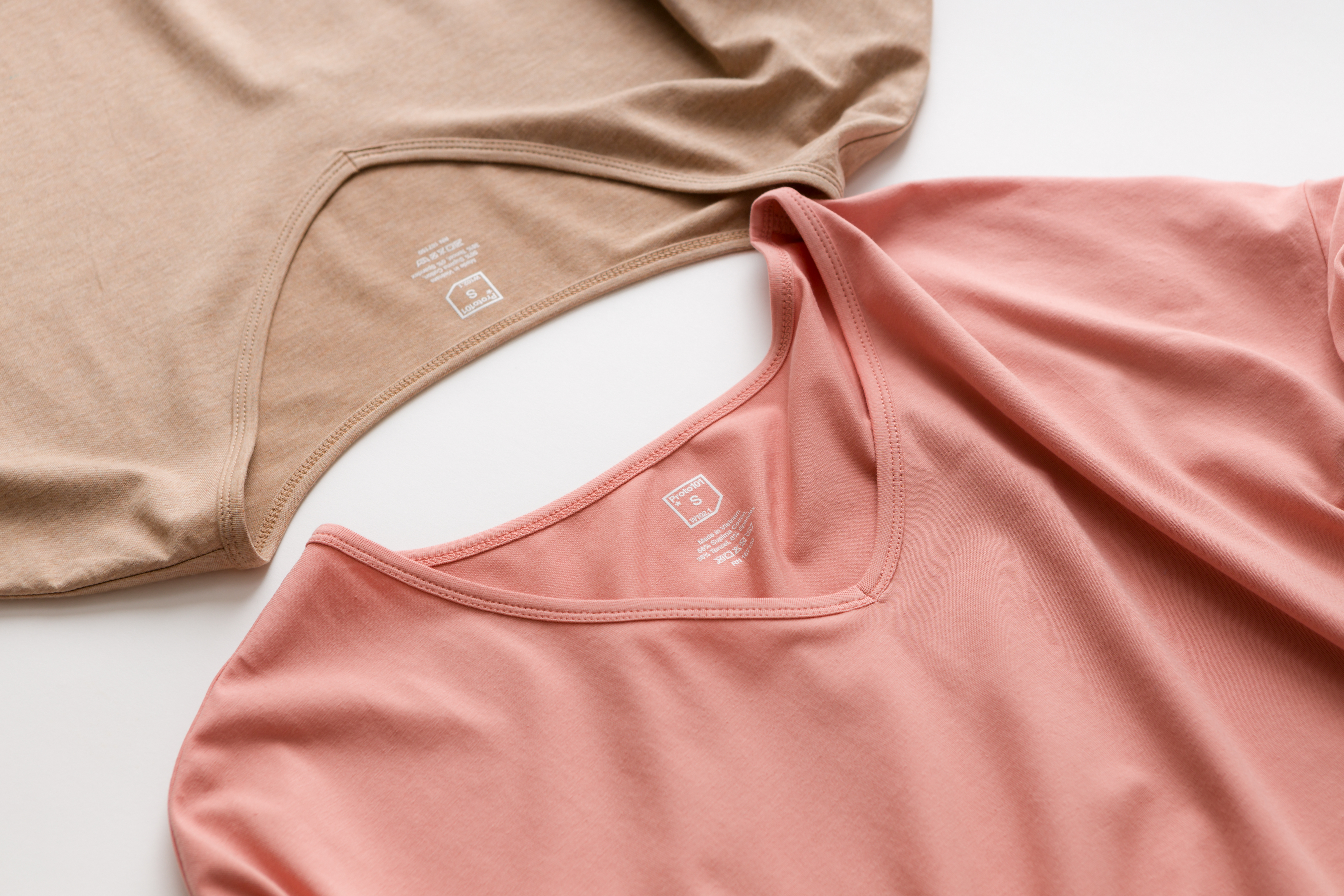 Tan and pink Supima cotton stretch tshirts