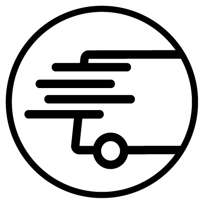 Delivery truck driving quickly