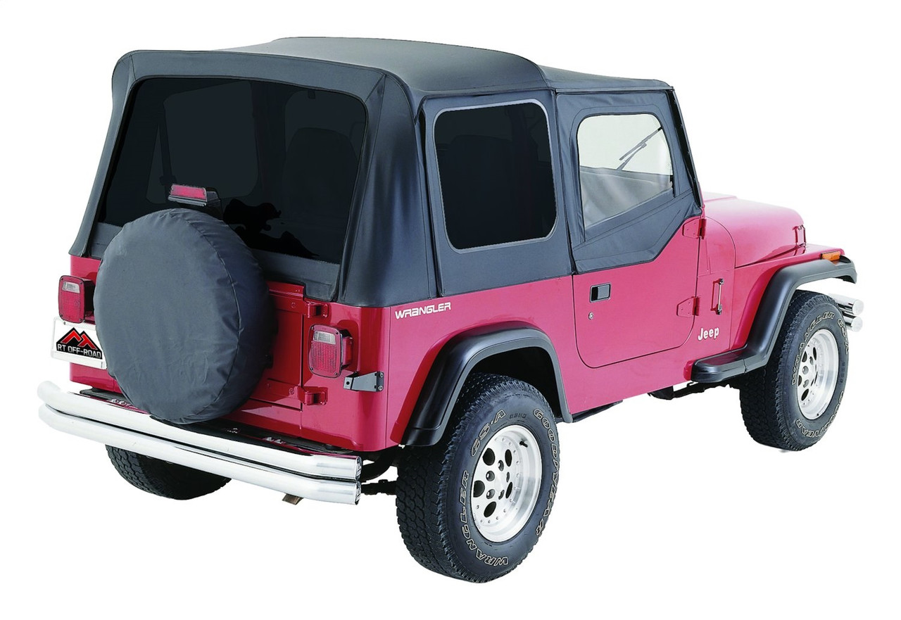Buy Black OEM Replacement Soft Top for 1988-95 YJ Wrangler w/ Soft Upper  Doors RT10015T-RT Rough Trail at JeepHut Off-Road