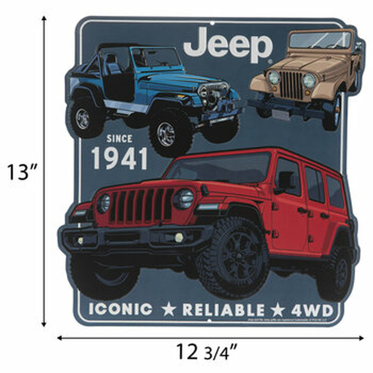 Buy Jeeps Red, Blue, Tan Metal Sign 2060093 ORB at JeepHut Off-Road