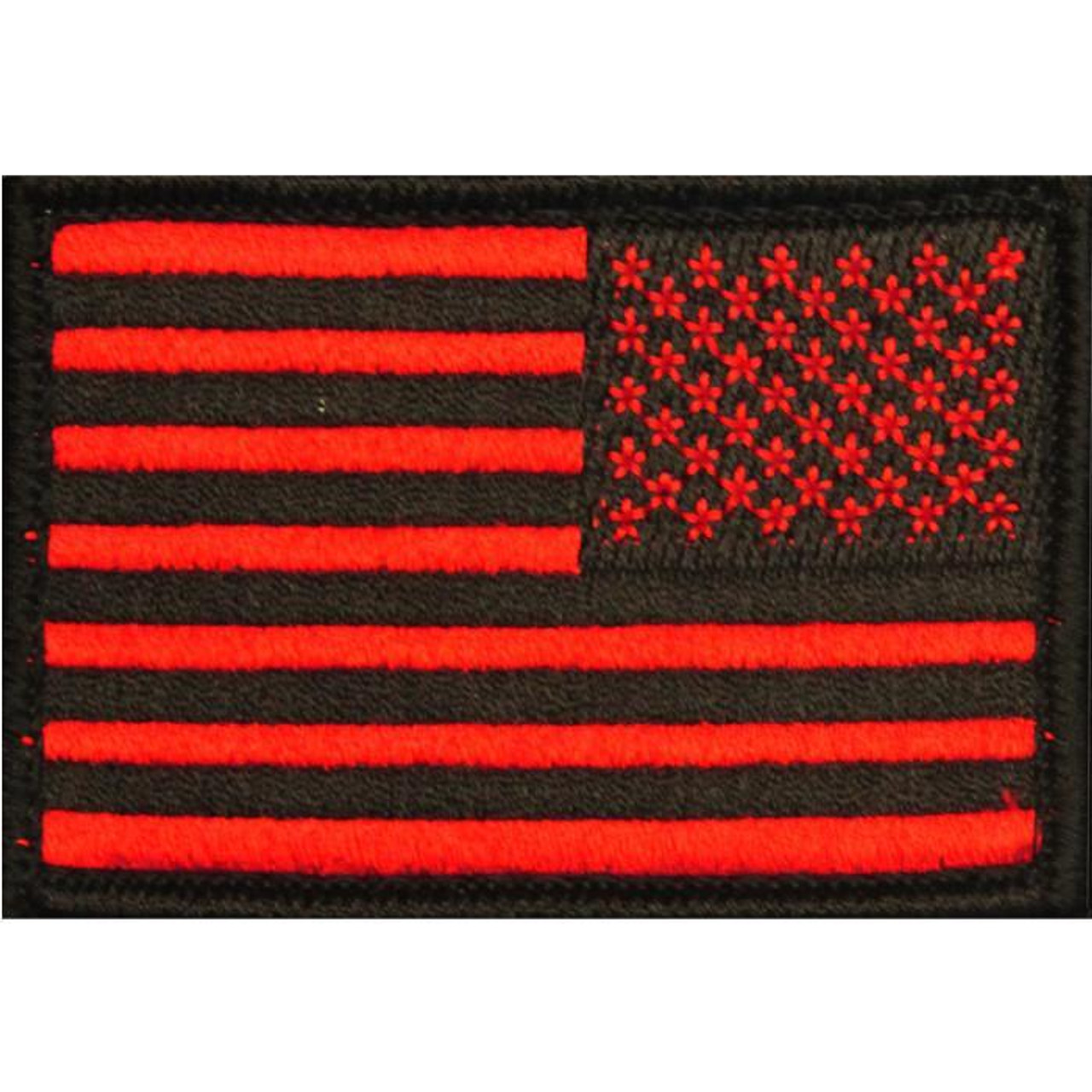 AMERICAN FLAG EMBROIDERED PATCH VELCRO backed US BLACK RED United States