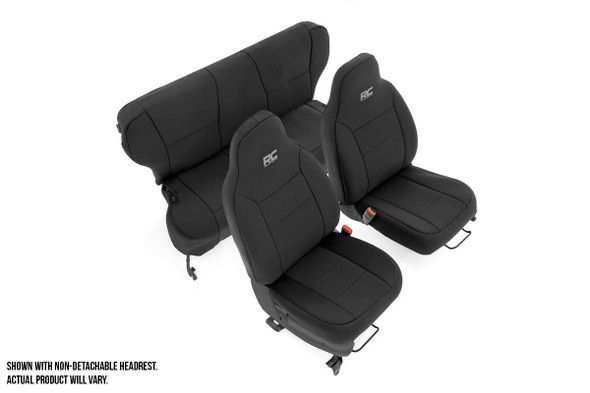 Jeep Neoprene Seat Cover Set | Black [97-01 XJ w/ Detachable Headrest]