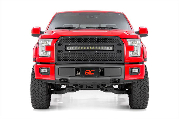 Ford Mesh Grille | 30in Dual Row Black Series LED w/ Cool White DRL (15-17 F-150)