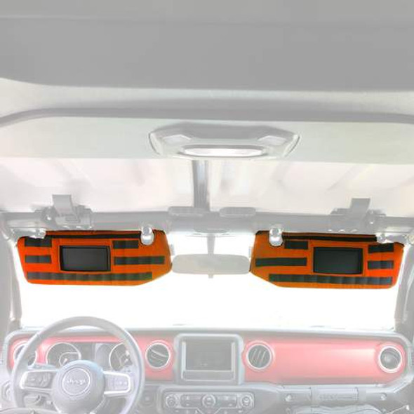JL/JLU Sun Visor Covers Pair w/ PALS Webbing for Molle Attachments for Visors With Mirrors Orange Bartact